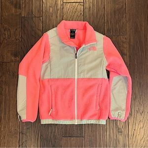 Fluorescent pink and gray North Face Fleece